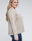 Plus Ribbed Brushed Melange Hacci Sweater