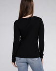 Cotton V-Neck Long Sleeve T-Shirt