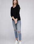 Cotton V-Neck Long Sleeve T-Shirt