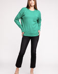 Melange Hi-Low Hem Round Neck Sweater