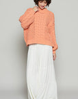 Coral Cable Knit Pullover