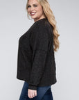 Plus Ribbed Brushed Melange Hacci Sweater